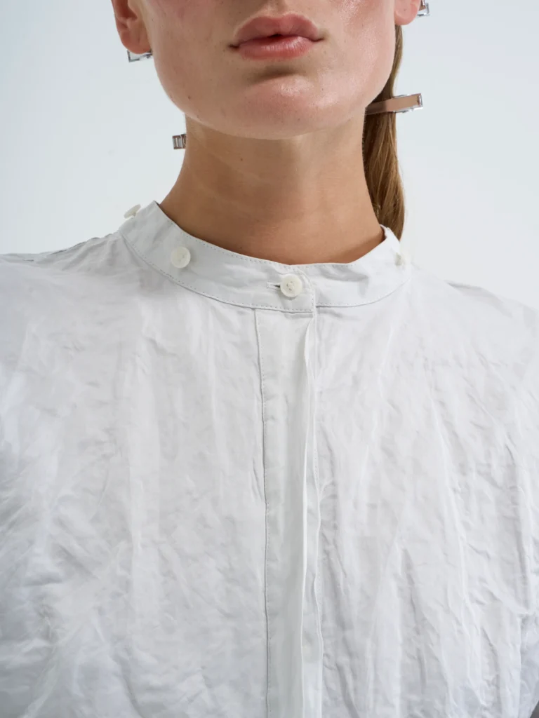 White cropped shirt in Palimpsest, front view