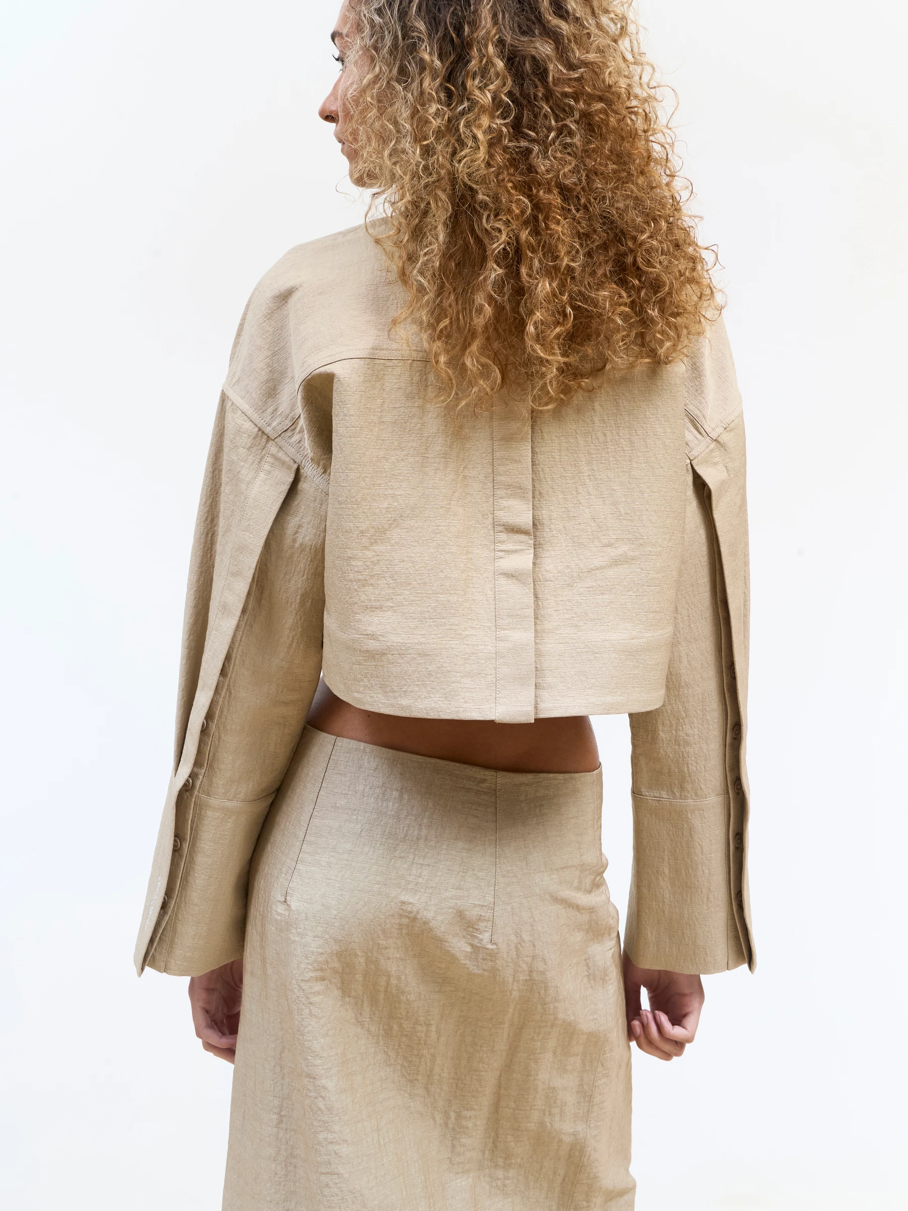 Beige cropped jacket in Foxing, back view