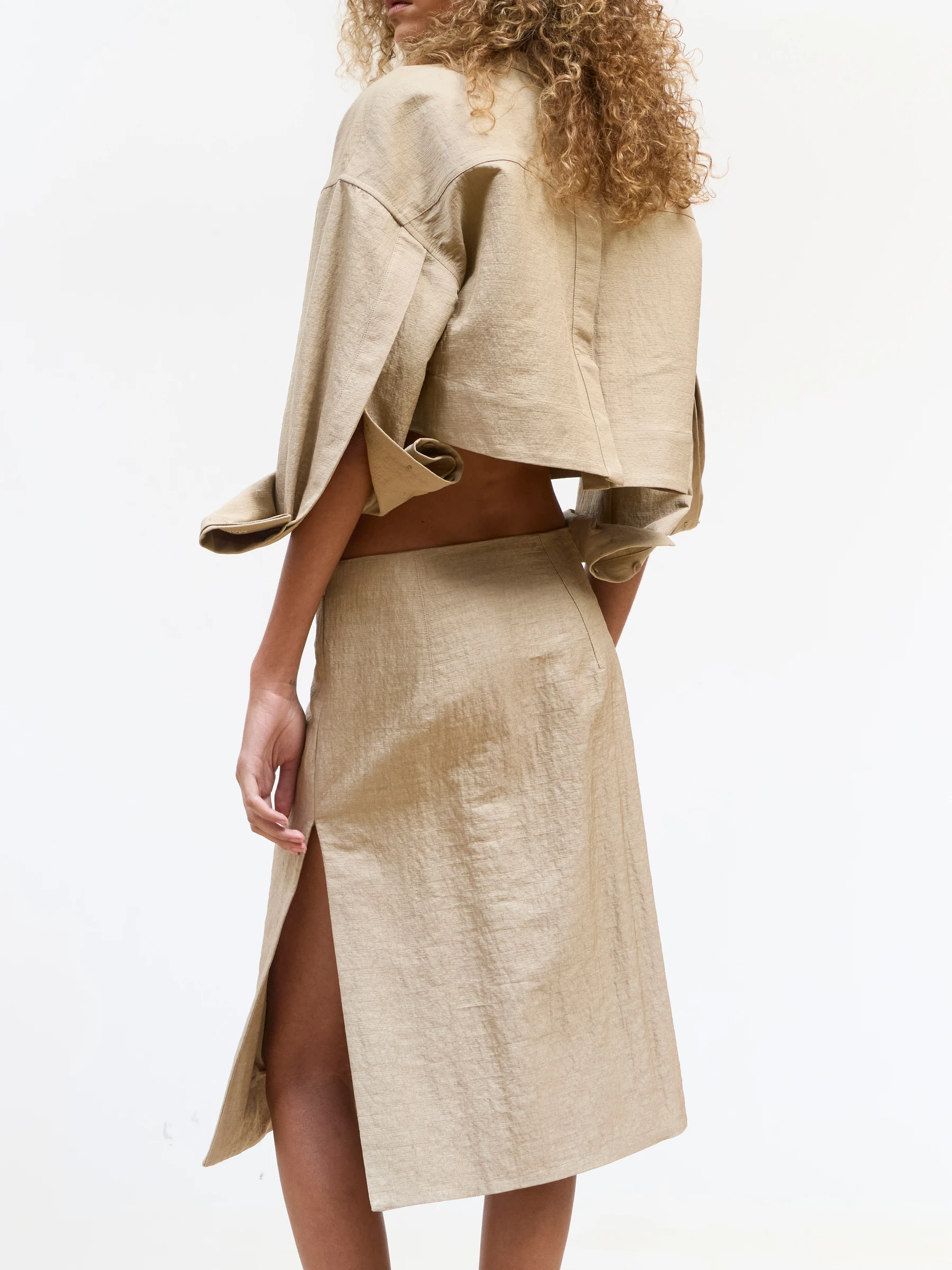 Beige cropped jacket in Foxing, back view