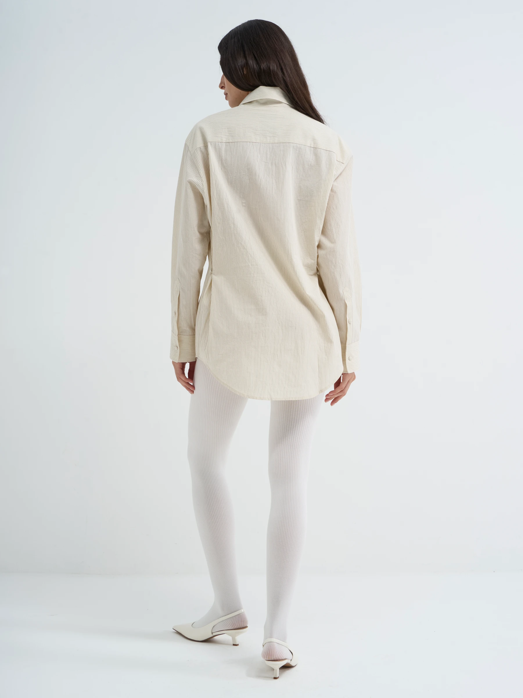 Cream striped shirt in Imprint, back view