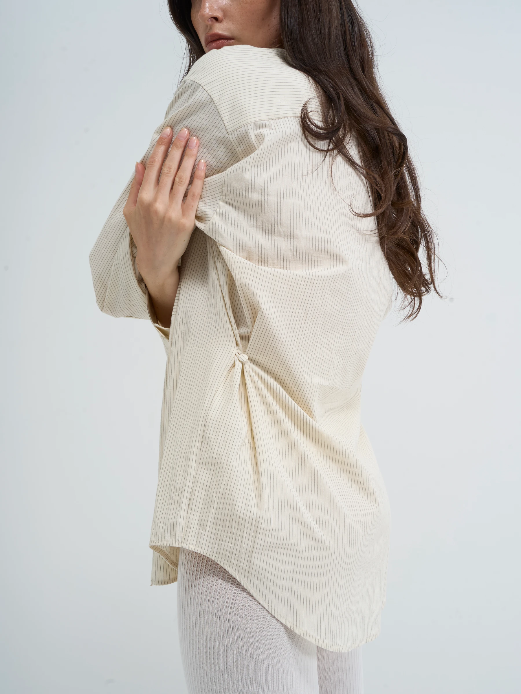Cream striped shirt in Imprint, back view